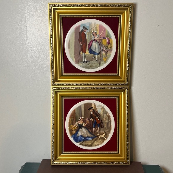 Genuine Staffordshire Ceramics Gold Frame Pair 18th Century Style Victorian Art - Picture 5 of 14